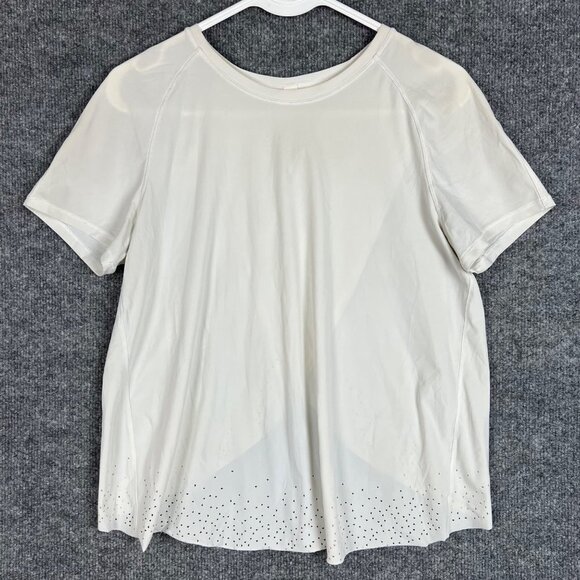 Lululemon White Spilt‎ Open Back Short Sleeve Tee T-Shirt Sz 6 - Picture 1 of 8